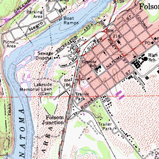 Topographic Map of Saint Johns Catholic Church, CA