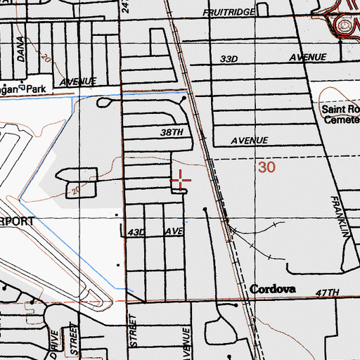 Topographic Map of Airport Park, CA
