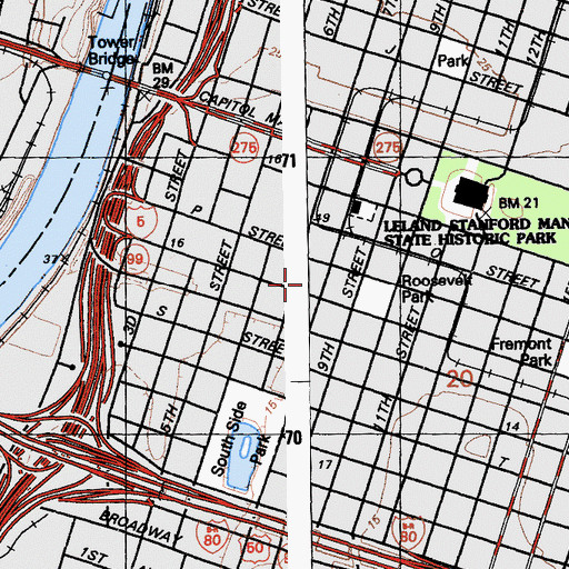 Topographic Map of California State Office Building Number 8, CA