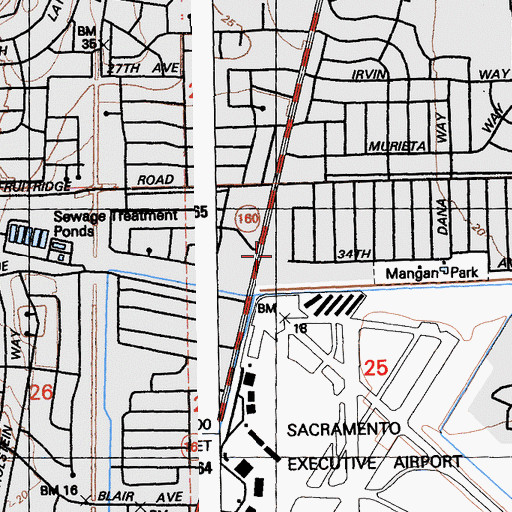 Topographic Map of Lanai Shops Shopping Center, CA