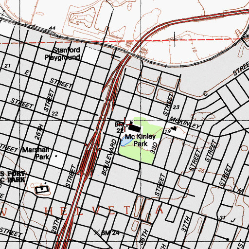 Topographic Map of McKinley Neighborhood Library, CA