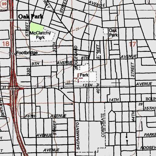 Topographic Map of Oak Park, CA