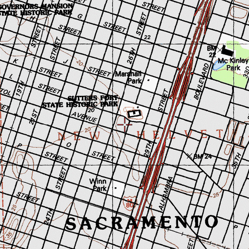 Topographic Map of Pioneer Memorial Congregational Church, CA