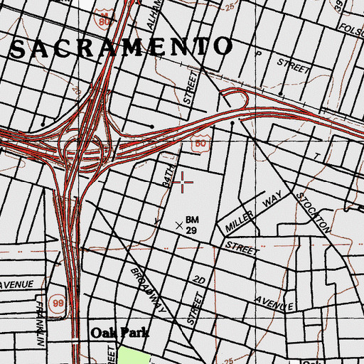Topographic Map of Sacramento School Park, CA