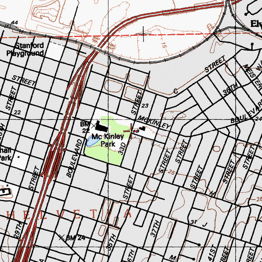 Topographic Map of Shepard Garden Art Center, CA