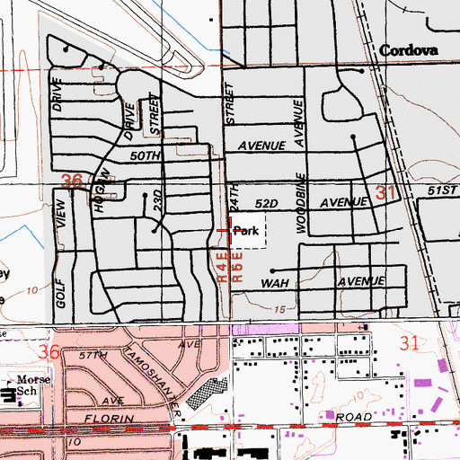 Topographic Map of Woodbine Park, CA