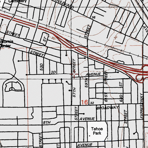 Topographic Map of Antioch Progressive Baptist Church, CA