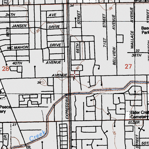 Topographic Map of Capitol City Seventh Day Adventist Church, CA