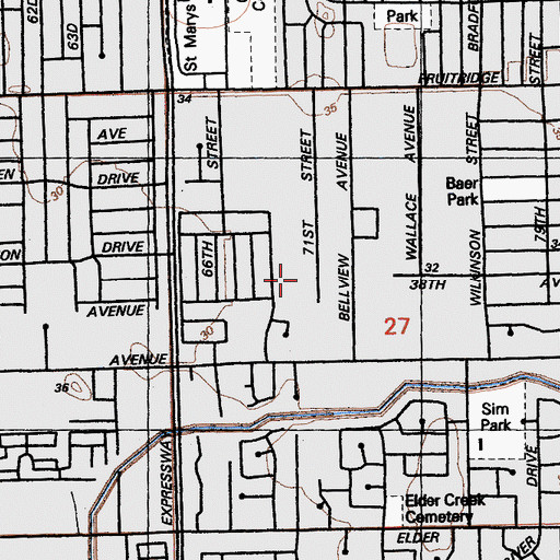 Topographic Map of Church of God Seventh Day Adventist, CA