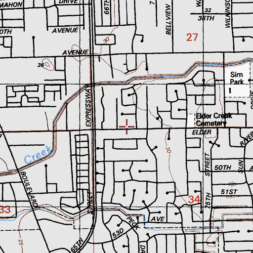 Topographic Map of El Sendero de la Cruz Assembly of God Church, CA