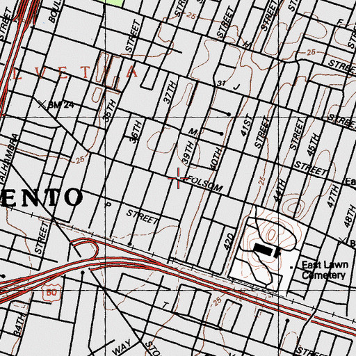 Topographic Map of First Christian Church, CA