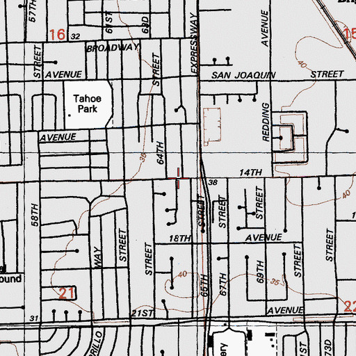 Topographic Map of Korean United Presbyterian Church of Sacramento, CA