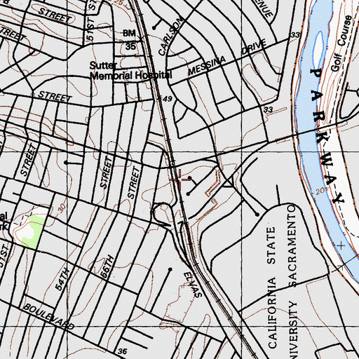Topographic Map of Newman Center, CA