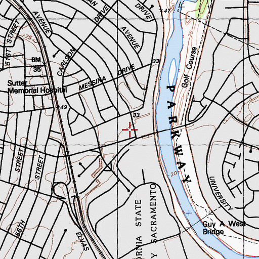 Topographic Map of Sacramento Yugoslavian Seventh Day Adventist Church, CA