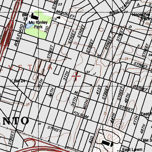 Topographic Map of Sacred Heart Roman Catholic Church, CA
