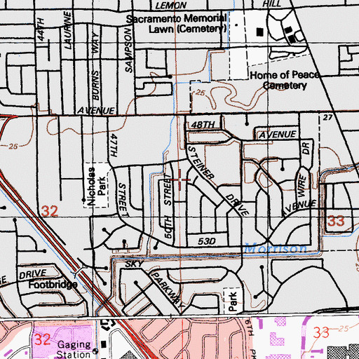 Topographic Map of Allegheny Wesleyan Methodist Church, CA