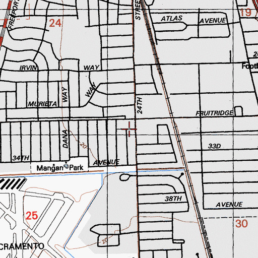 Topographic Map of Bethany Presbyterian Church, CA