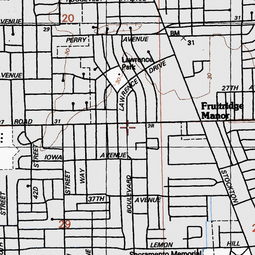 Topographic Map of Capital City Baptist Church, CA