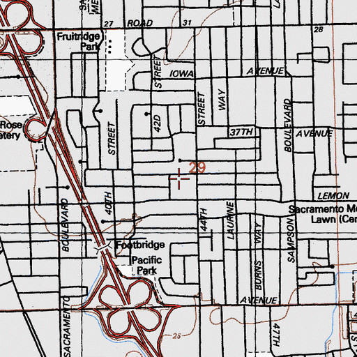 Topographic Map of Emanuel United Methodist Church, CA