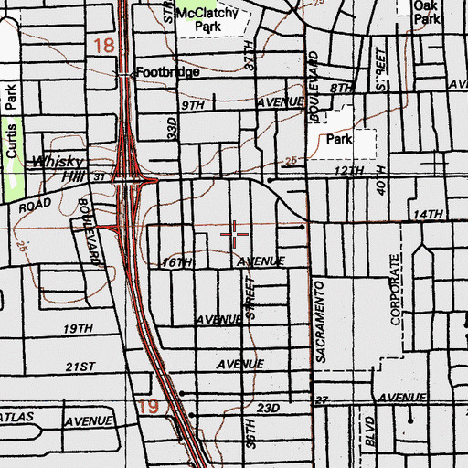 Topographic Map of Greater Light Missionary Baptist Church, CA