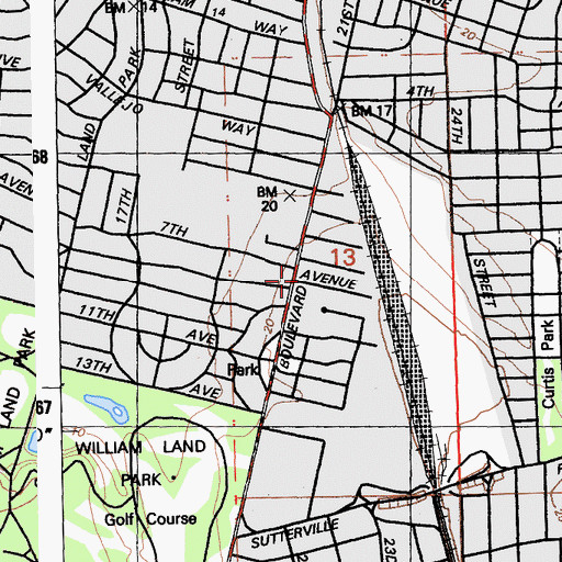 Topographic Map of Second Church of Christ Scientist, CA