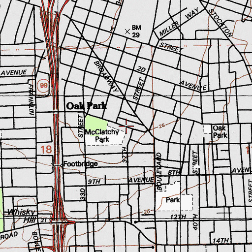 Topographic Map of Bethel Church of God in Christ, CA