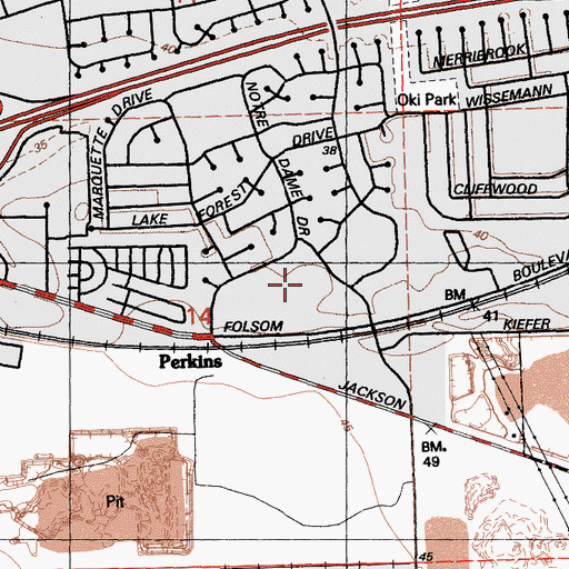 Topographic Map of College Greens Shopping Center, CA