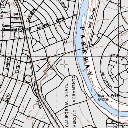 Topographic Map of Desmond Hall, CA