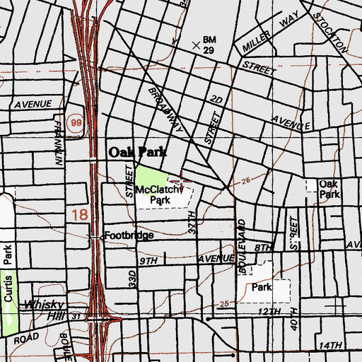 Topographic Map of Feagan Memorial Church of God in Christ, CA