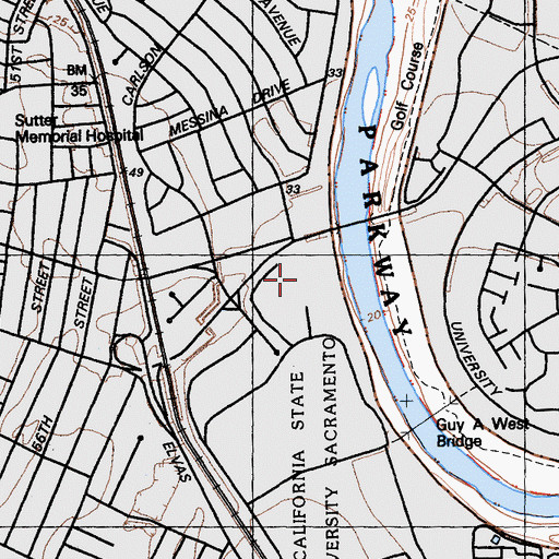 Topographic Map of Jenkins Hall, CA