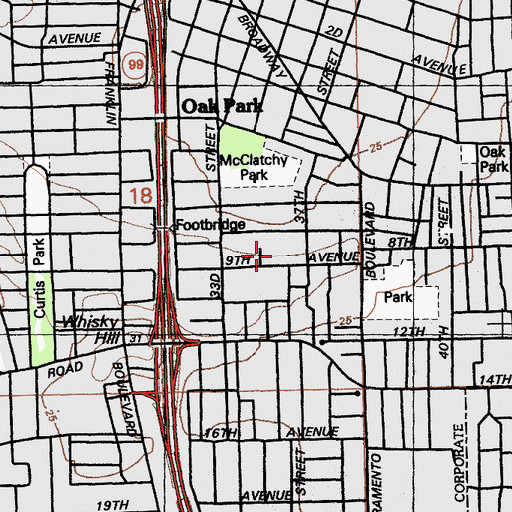 Topographic Map of Shiloh Baptist Church, CA