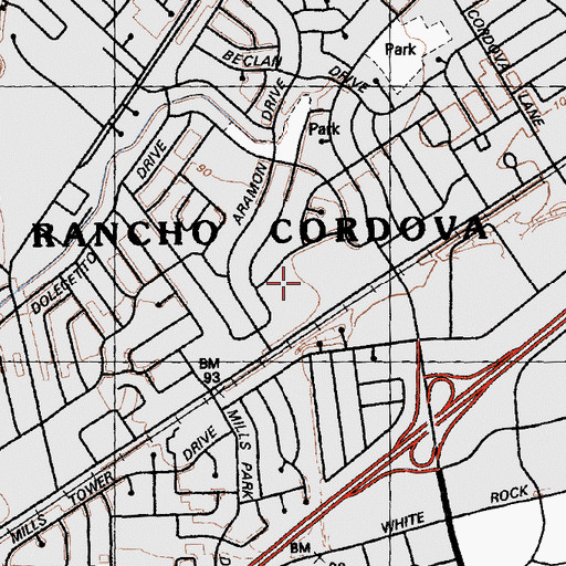 Topographic Map of Cordova Village Shopping Center, CA