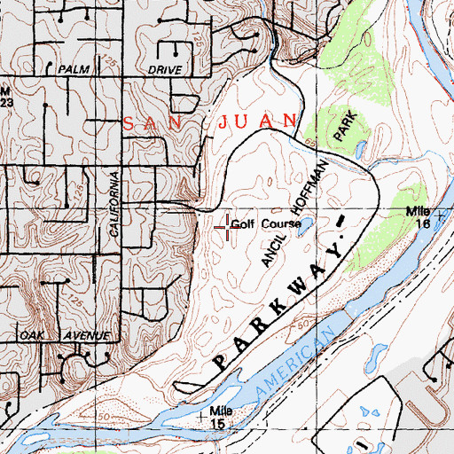 Topographic Map of Ancil Hoffman Park Golf Course, CA