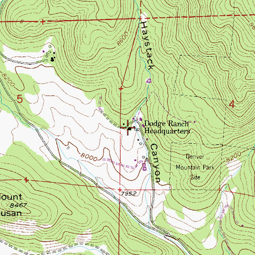 Topographic Map of Dodge Ranch Headquarters, CO