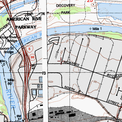 Topographic Map of Sacramento Archives and Museum Collection Center Library, CA