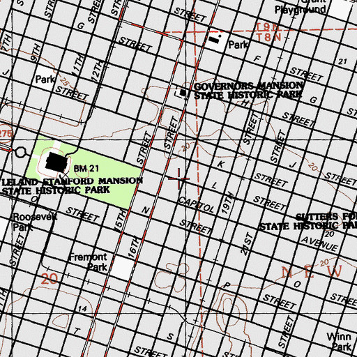 Topographic Map of Saint Johns Lutheran Church, CA