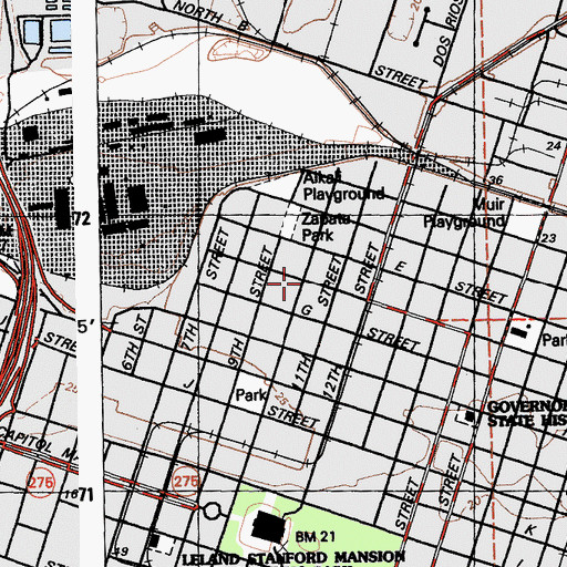 Topographic Map of Alkali Flat Central Historic District, CA