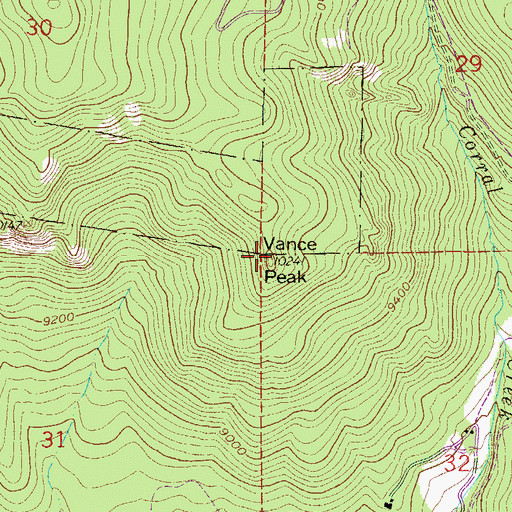 Topographic Map of Vance Peak, CO