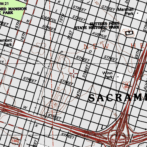 Topographic Map of Northern Service Center Library (historical), CA