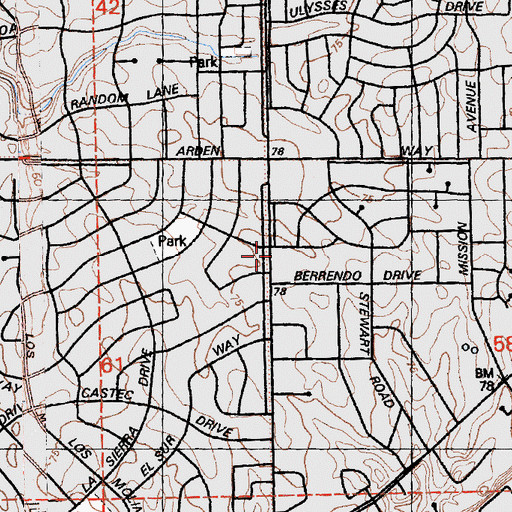Topographic Map of Arden Christian Church, CA