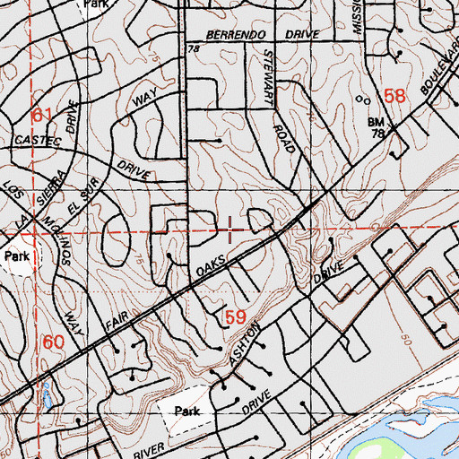 Topographic Map of Arden Hills Christian Church, CA