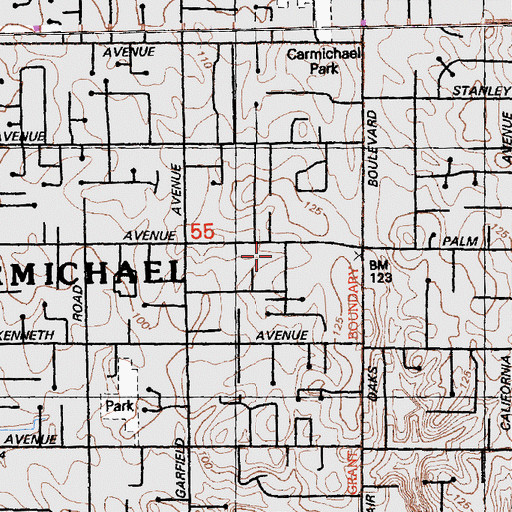 Topographic Map of Ark Mission Presbyterian Church, CA