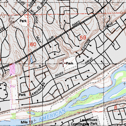 Topographic Map of Ashton Park, CA