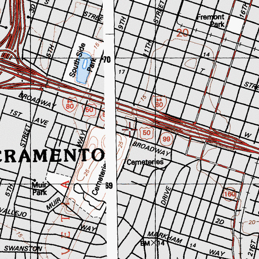 Topographic Map of Buddhist Church of Sacramento, CA