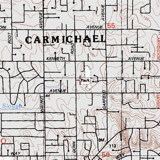 Topographic Map of Cardinal Oaks Park, CA