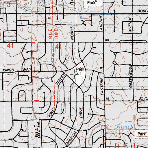 Topographic Map of Del Paso Manor Park, CA