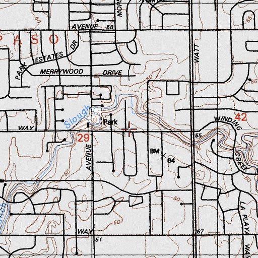 Topographic Map of Fifth Church of Christ Scientist, CA