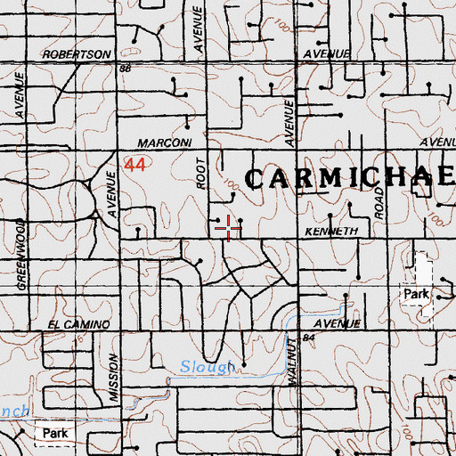 Topographic Map of First Church of Christ Scientist, CA