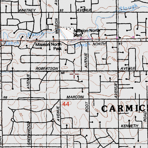 Topographic Map of Kingdom Hall of Jehovahs Witnesses, CA