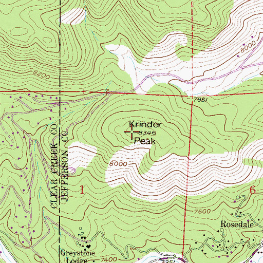 Topographic Map of Krinder Peak, CO